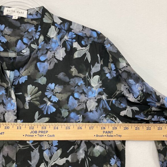 Bella Dahl size Small Black blue Floral Long Sleeve Button Up Feminine Preppy - Picture 7 of 12
